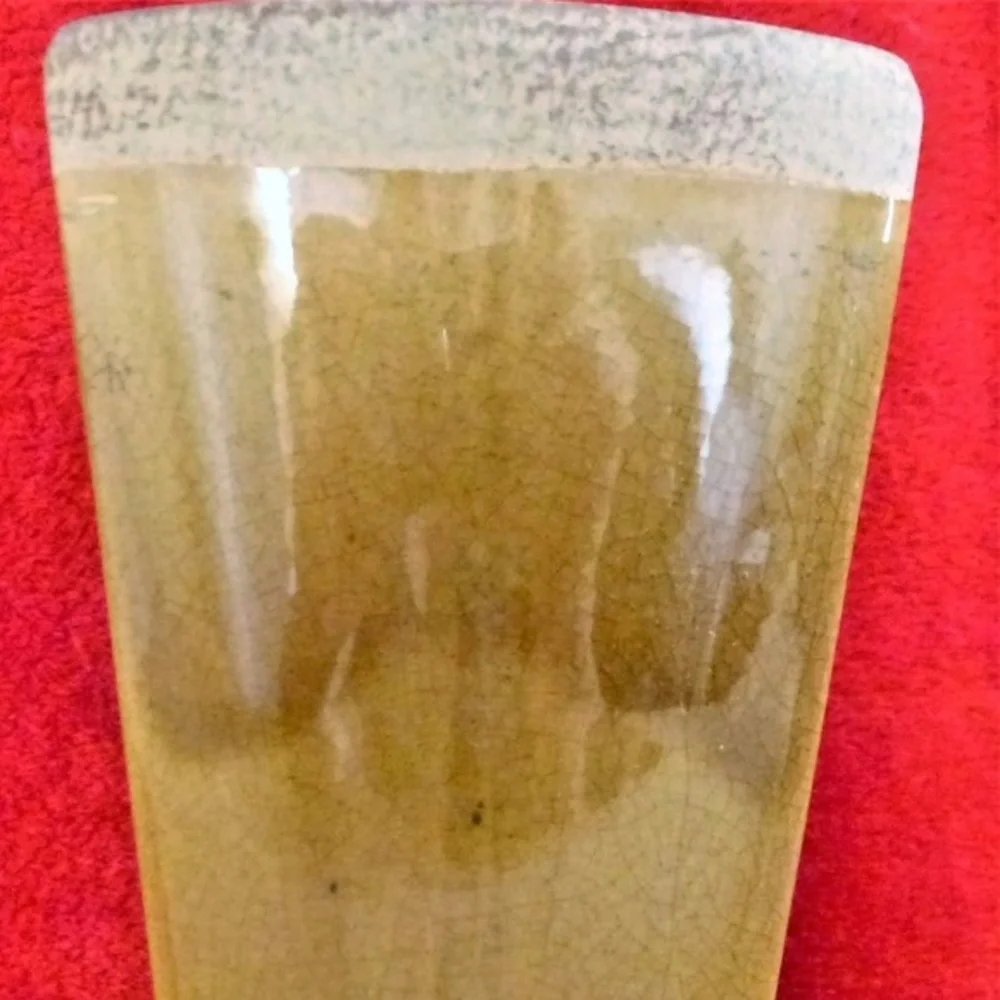 Ceramic Crackle Brown Drip Glaze Fleur De Lis Vase 8